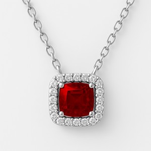 White Gold Diamond Elegance Red Necklace