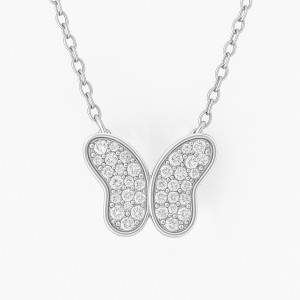 White Gold Diamond Butterfly Necklace
