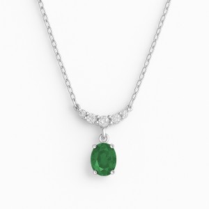 White Gold Diamond Prestige Green Necklace