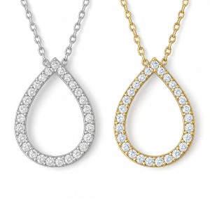Open Diamond Teardrop White Gold Necklace