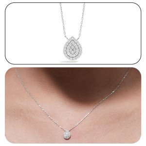 Radiant Teardrop White Gold Necklace