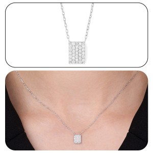 White Gold Rectangle Diamond Necklace