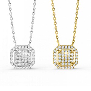 Diamond Regal Frame White Gold Necklace