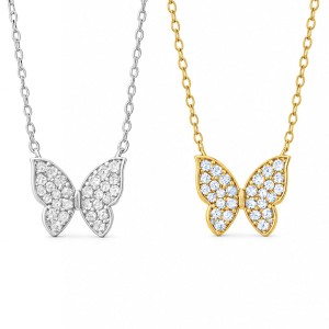 White Gold Butterfly Diamond Necklace