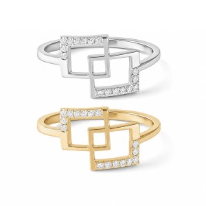 Interlocking Squares Diamond Ring