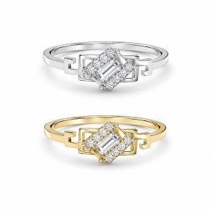 Geometric Baguette Diamond Ring