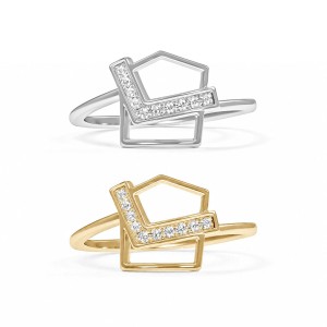 Geometric Frame Diamond Ring