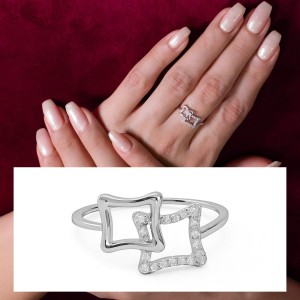 Twinkling Squares Diamond Ring