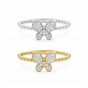 Beaded Butterfly Diamond Ring