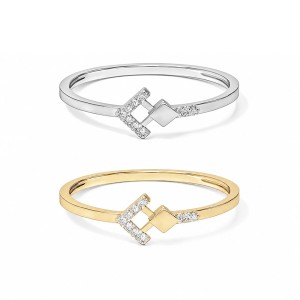 Geometric Link Diamond Ring