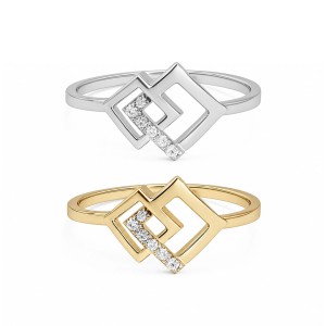 Interlocking Squares Diamond Ring