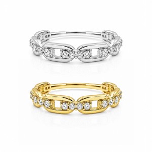 Modern Link Diamond Ring