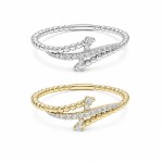 Beaded Crisscross Diamond Ring