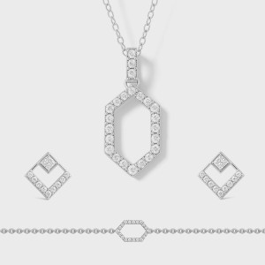 Elegant White Gold Diamond Trio Set
