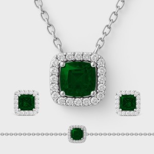 White Gold Diamond Elegance Set Green